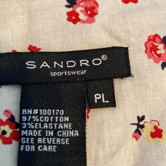 Sandro black cotton cropped blazer w/ fabric covered buttons interest sleeves - Picture 7 of 7